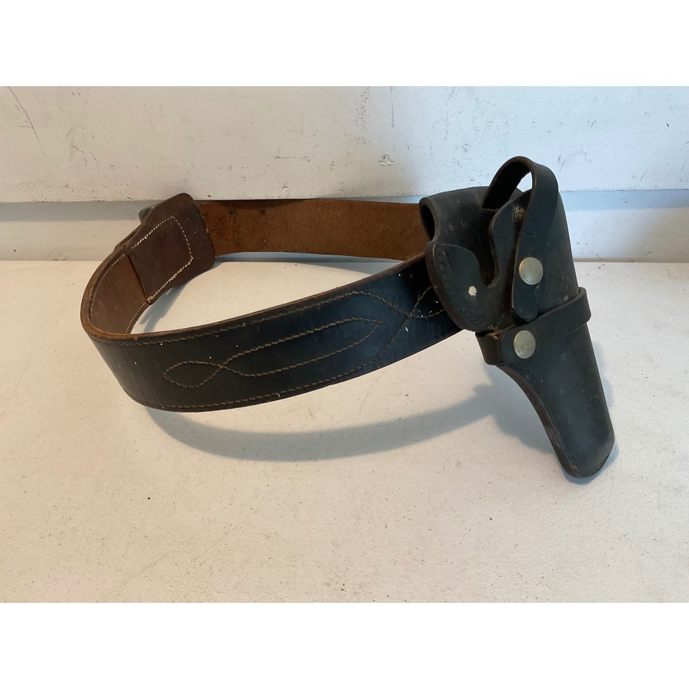 Vintage Jay-Pee Black Leather Police Duty Belt with Hunter Holster Set Size 42